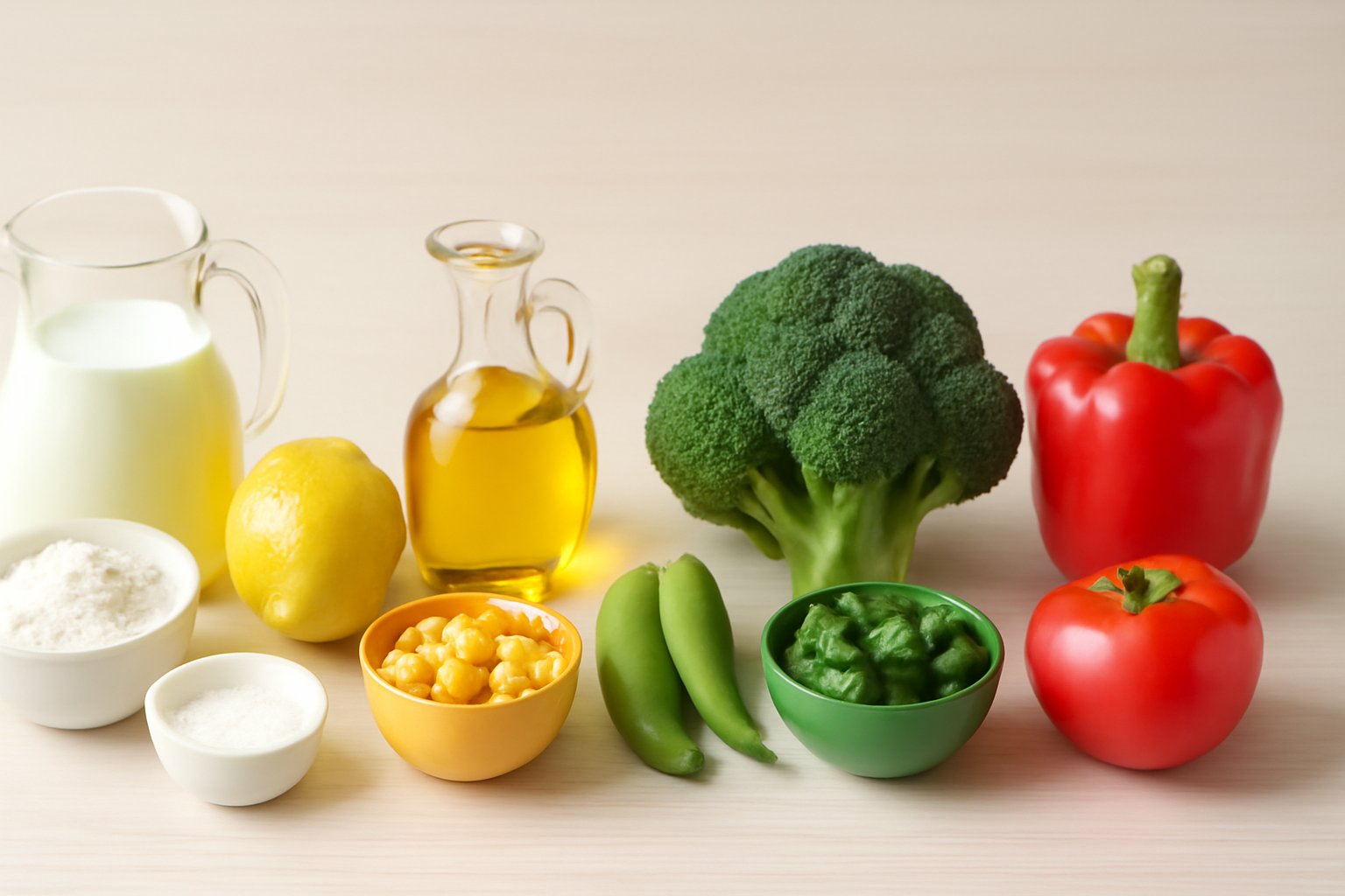 Comida agrupada por colores.
