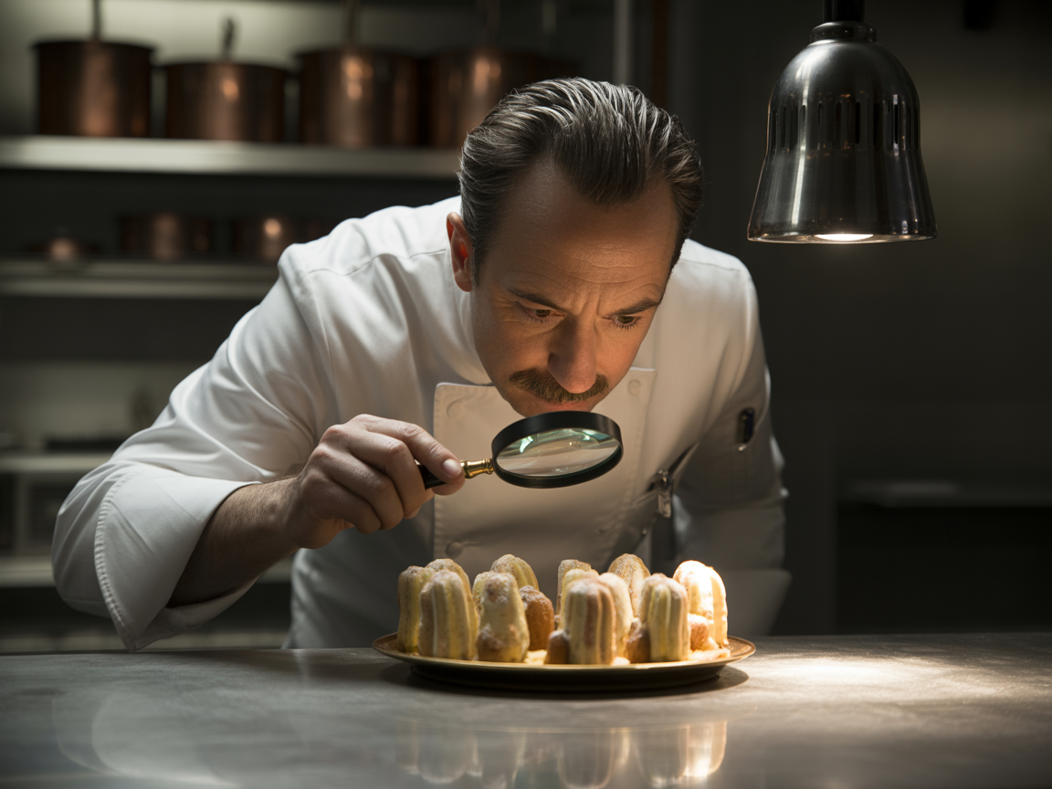 Un cocinero, buscando pistas.