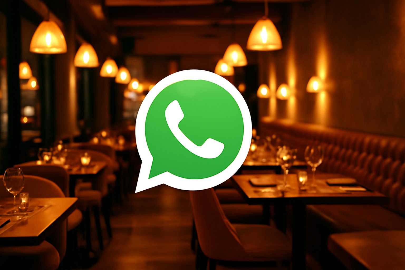 Logo de Whatsapp sobre un restaurante